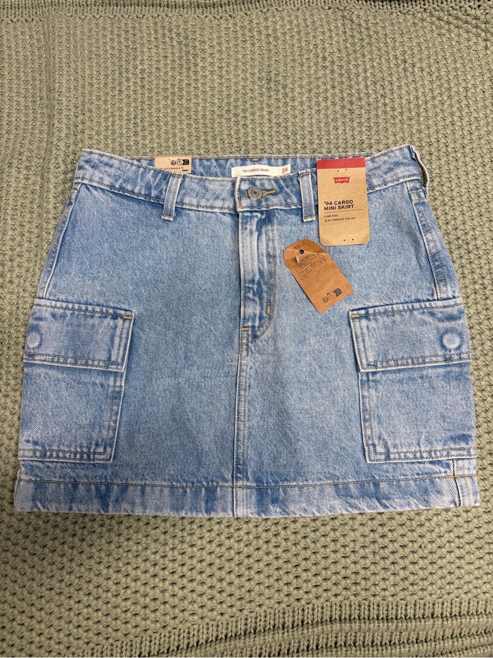 Levi's Light Wash Denim Cargo Mini Skirt